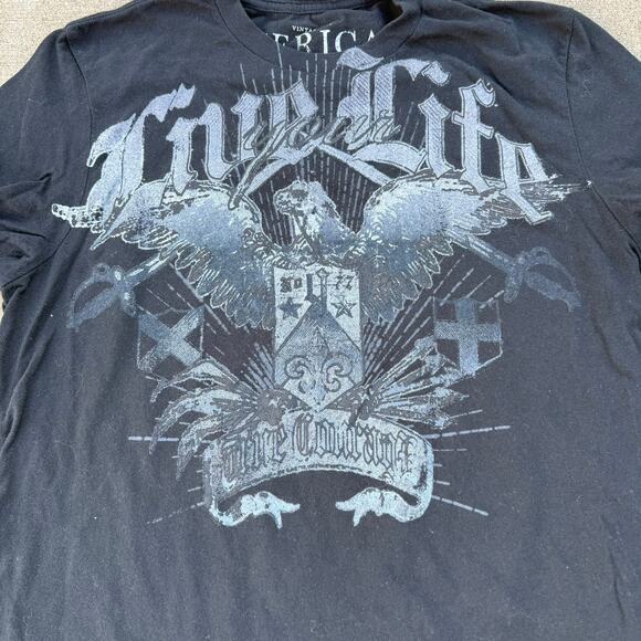 American Eagle Black Graphic Tee - L - Gothic Rocker - Picture 2 of 5